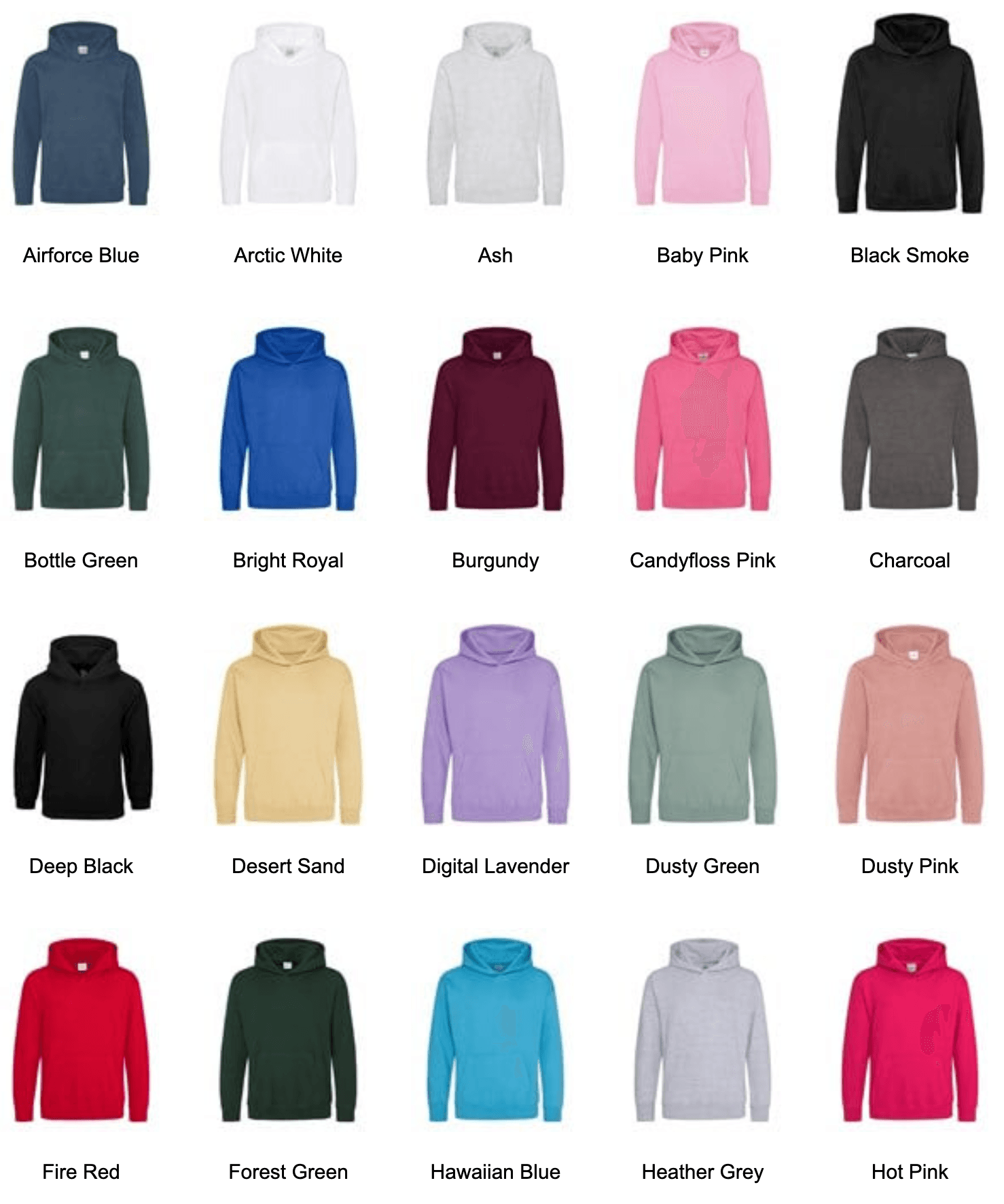 Kids hoodie colours 