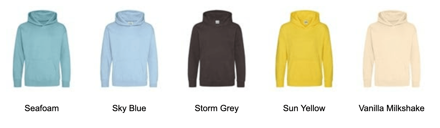 Kids hoodie colours 